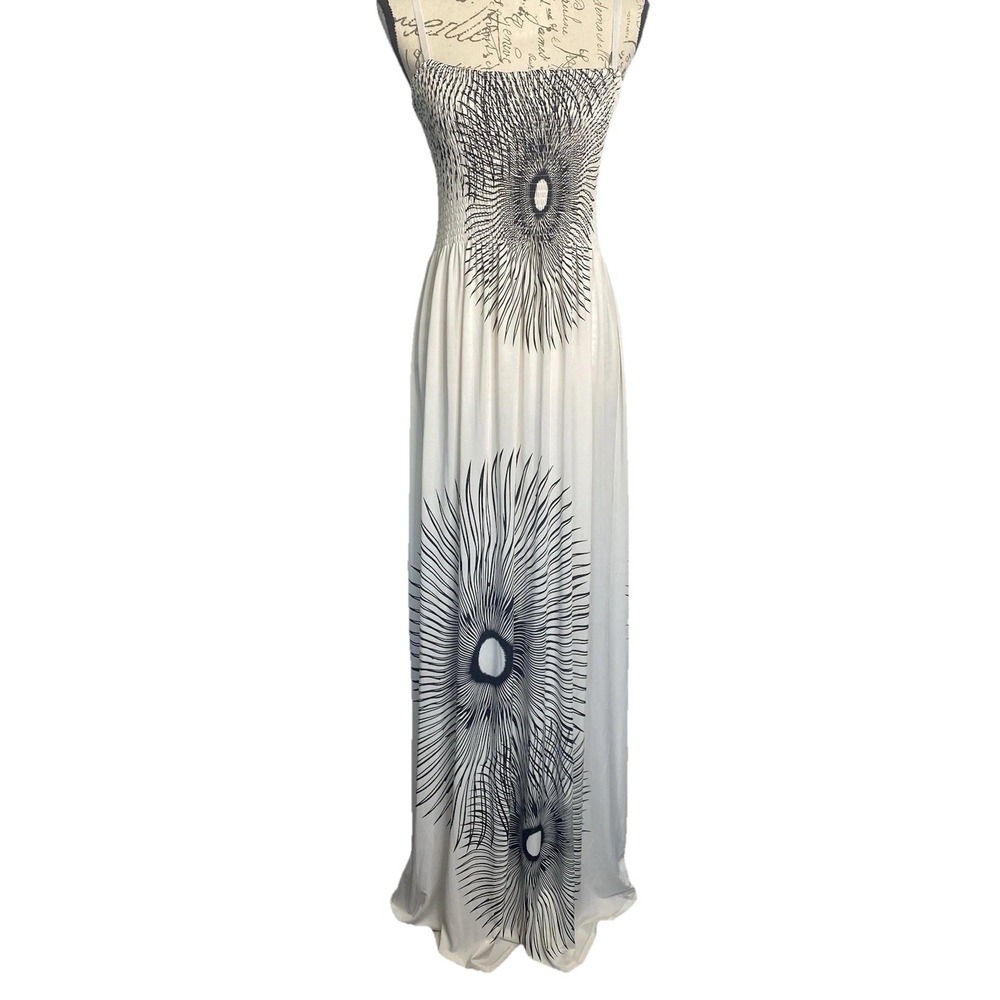 646 MAIN Strapless Maxi Dress Boho Black &‎ White Womens One Size
